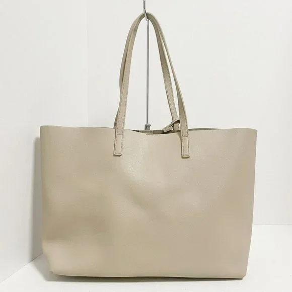 Auth Saint Laurent Paris Shopping Tote Beige Leather - Bag #60876S49 - Picture 3 of 9